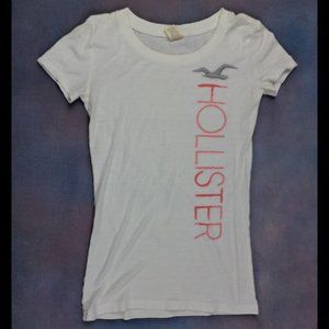 Hollister XS Tee White/Pink Pismo Beach